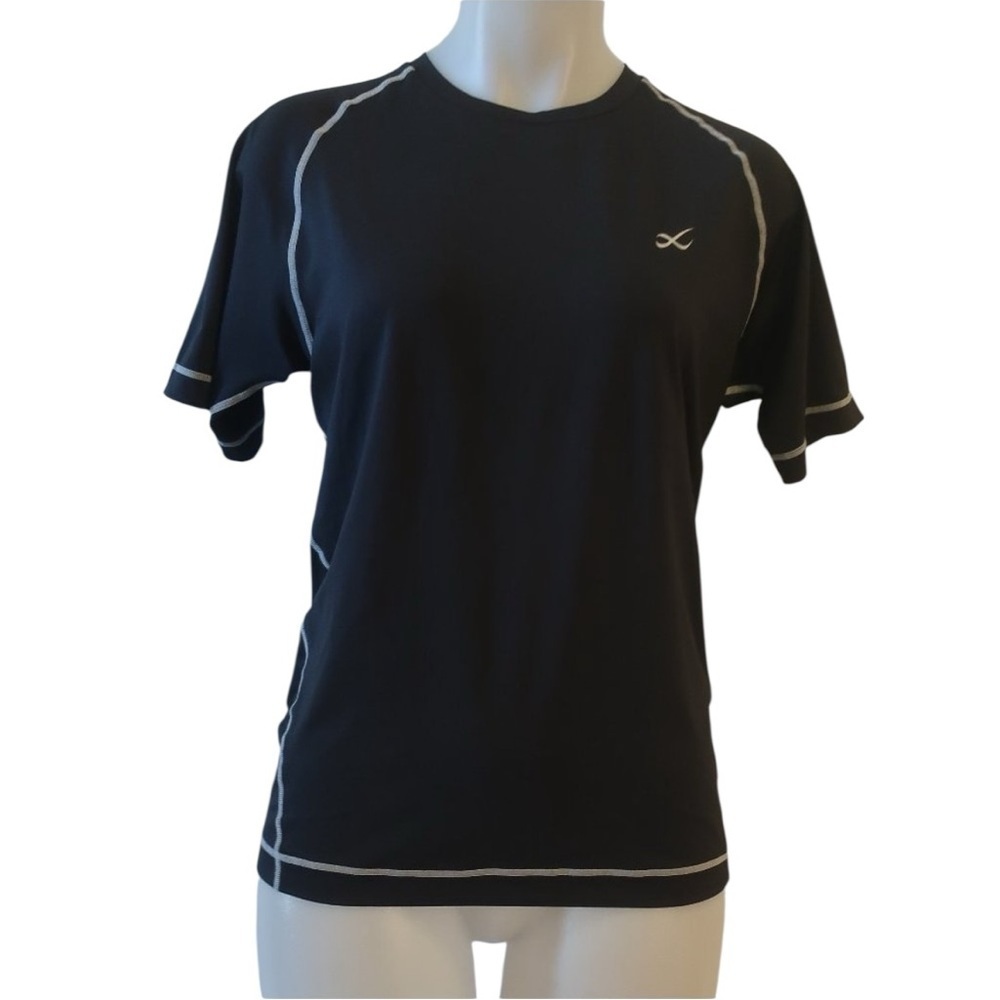 CW-X Black Activewear Pullover T-Shirt Top M white Stitch Detail Women’s